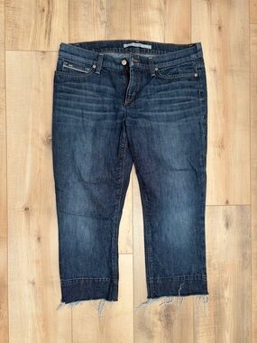 Joe's Jeans Dark Blue Cropped Frayed Hem Denim
